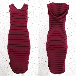 Maroon / Black Stripe Hoodie Boydcon Midi Tank Dress